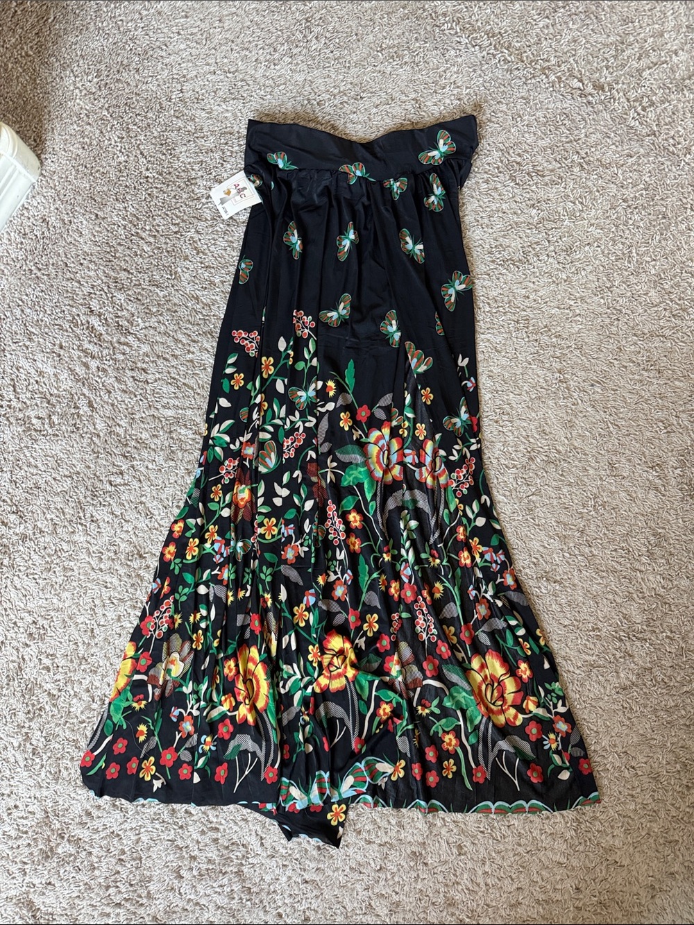 Desigual Black Wide-Leg Floral Palazzo Pants / A19